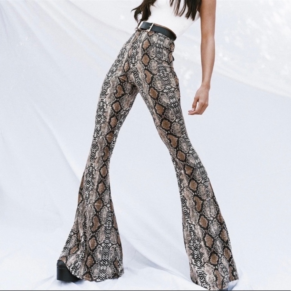 Princess Polly Snakeskin Flare Pants